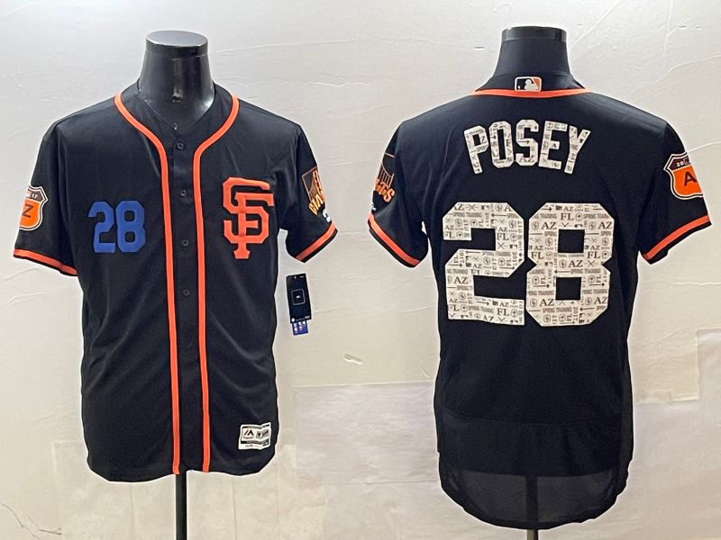 Men San Francisco Giants #28 Posey Black Fashion Elite 2025 Nike MLB Jersey style 2